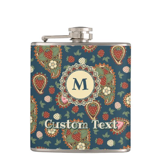 Strawberry Paisley Pattern Flask Flachmann (Vorderseite)
