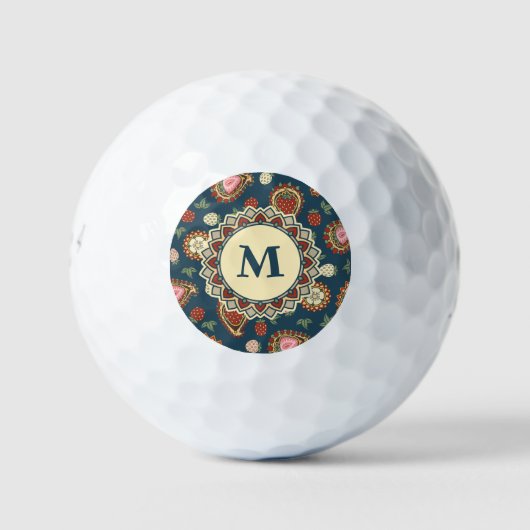 Strawberry Paisley Pattern Golf Balls Golfball (Vorderseite)