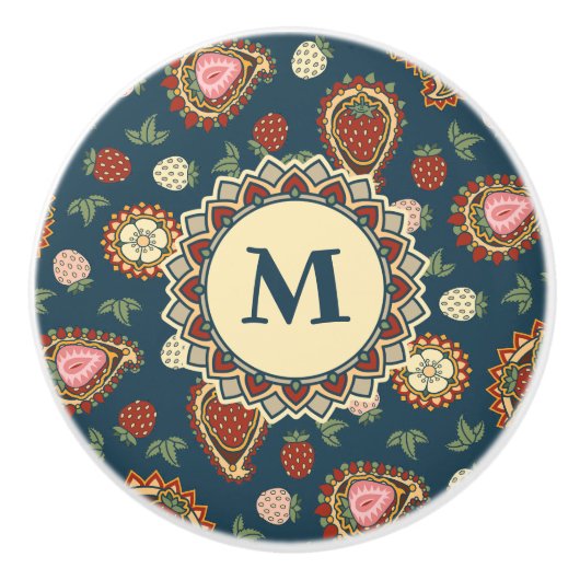 Strawberry Paisley Pattern Keramik Knob Keramikknauf (Vorderseite)