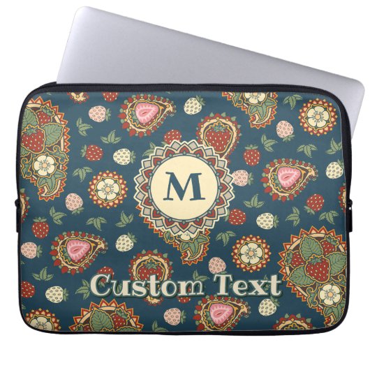 Strawberry Paisley Pattern Laptop Sleeve (Vorderseite)