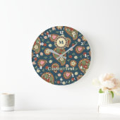 Strawberry Paisley Pattern Large Clock Große Wanduhr (Zuhause)