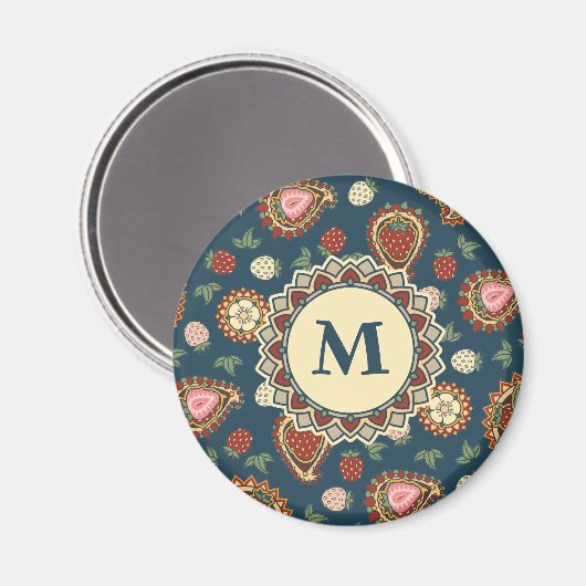 Strawberry Paisley Pattern Magnet (Vorderseite/Rückseite)
