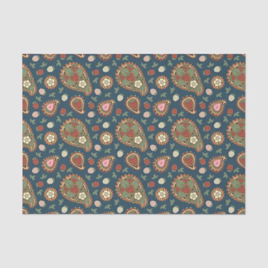 Strawberry Paisley Pattern Tissue Paper Seidenpapier (Vorderseite)