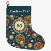 Strawberry Paisley Pattern Weihnachts-Strumpf Großer Weihnachtsstrumpf (Vorderseite)