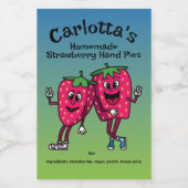 Strawberry Pals Funny Cartoon Jam Pie and more Lebensmitteletikett (Einzelnes Label)