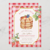 Strawberry Pancake Baby Dusche Brunch Einladung (Vorne/Hinten)