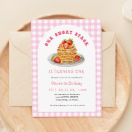 Strawberry Pancake Breakfast Birthday Party Einladung