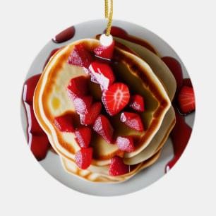 Strawberry Pancakes Pun Christmas Keramik Ornament