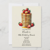 Strawberry Pancakes Stack Birthday Brunch Einladung (Vorderseite)