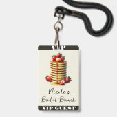 Strawberry Pancakes Stack Bridal Brunch VIP Pass Ausweis (Rückseite mit Lanyard)