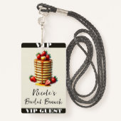 Strawberry Pancakes Stack Bridal Brunch VIP Pass Ausweis (Rückseite mit Schlüsselband)