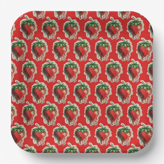 Strawberry Paper-Teller Pappteller (Vorderseite)