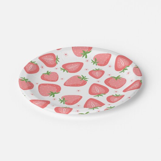 Strawberry Paper Tellers Berry First Birthday Pappteller (Schrägansicht)