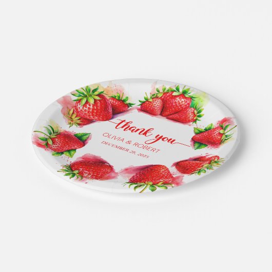 Strawberry Paper Tellers - Niedlich & Fun Tablewar Pappteller (Schrägansicht)