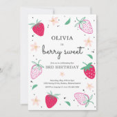 Strawberry Party Berry Sweet Strawberry Birthday Einladung (Vorderseite)