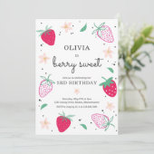 Strawberry Party Berry Sweet Strawberry Birthday Einladung (Stehend Vorderseite)