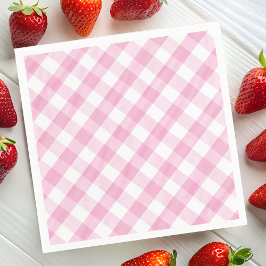 Strawberry Party Gingham Serviette