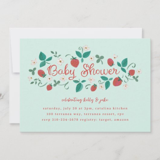 Strawberry Patch Baby Dusche Einladung (Vorderseite)