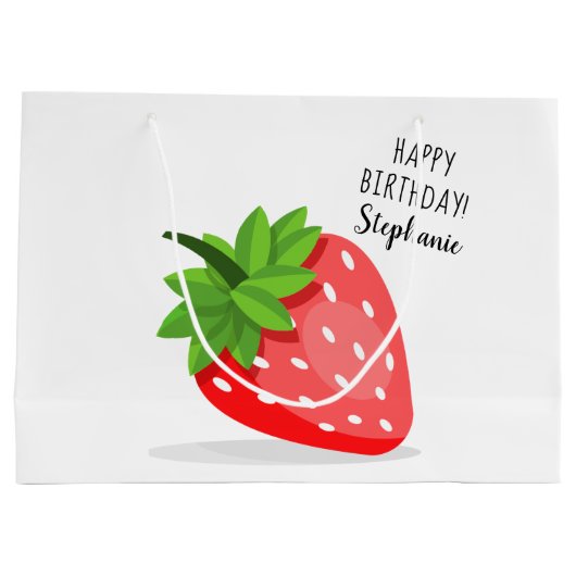 Strawberry Patch Große Geschenktüte (Rückseite)