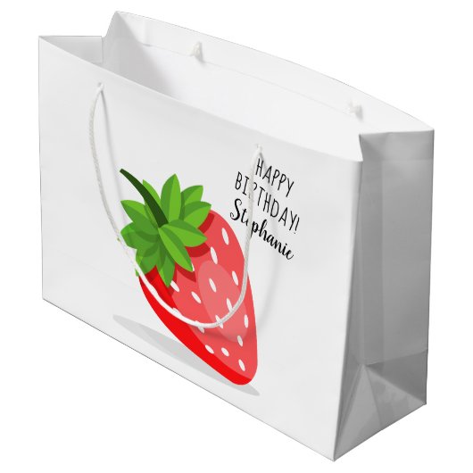 Strawberry Patch Große Geschenktüte (Rückseite Schrägansicht)