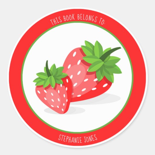 Strawberry PatchDieses Buch gehört Runder Aufkleber (Vorderseite)