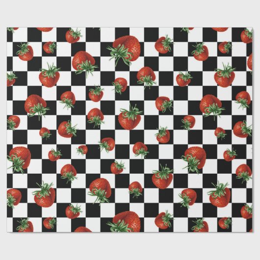 Strawberry Pattern Baby Shower Geschenkpapier (Flach)