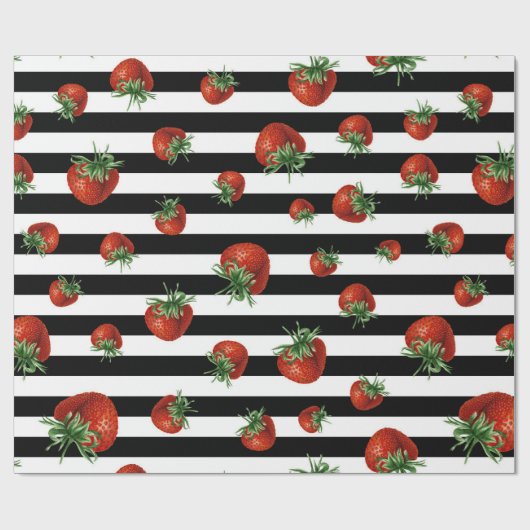 Strawberry Pattern Baby Shower Geschenkpapier (Flach)