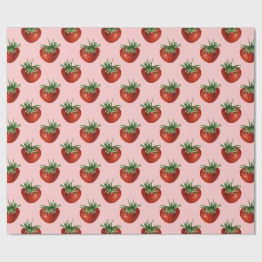Strawberry Pattern Baby Shower Geschenkpapier (Flach)