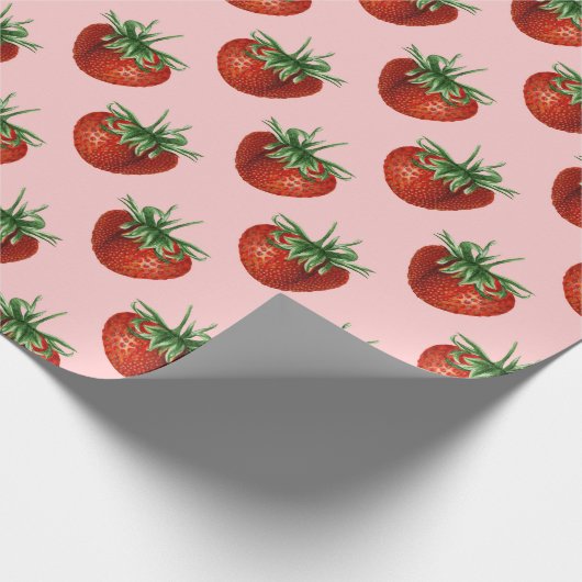 Strawberry Pattern Baby Shower Geschenkpapier (Ecke)