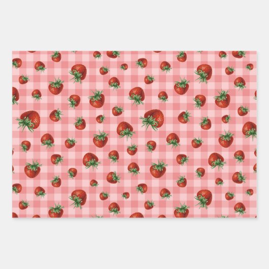 Strawberry Pattern Baby Shower Geschenkpapier Set (Vorderseite 2)
