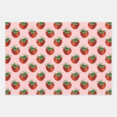Strawberry Pattern Baby Shower Geschenkpapier Set (Vorderseite)