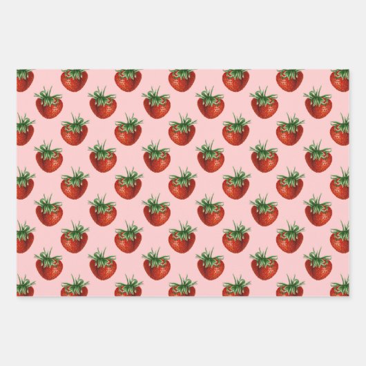 Strawberry Pattern Baby Shower Geschenkpapier Set (Vorderseite)