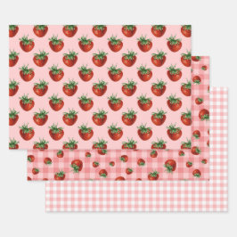Strawberry Pattern Baby Shower Geschenkpapier Set