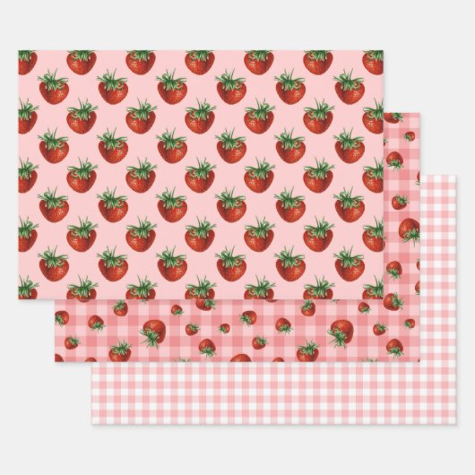 Strawberry Pattern Baby Shower Geschenkpapier Set (Set)
