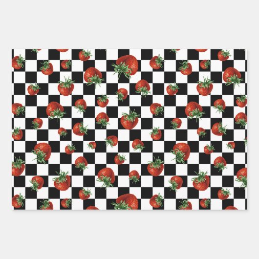 Strawberry Pattern Baby Shower Geschenkpapier Set (Vorderseite)