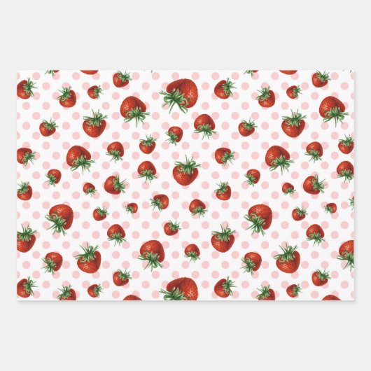Strawberry Pattern Baby Shower Geschenkpapier Set (Vorderseite)