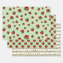 Strawberry Pattern Baby Shower Geschenkpapier Set