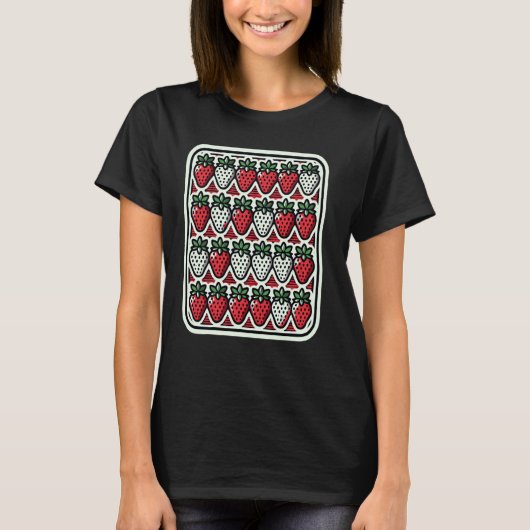 Strawberry Pattern Farbenfrohe Retro Pop Kunst Gra T-Shirt (Vorderseite)