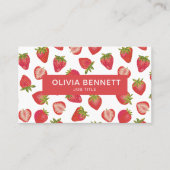 Strawberry Pattern farbiger QR-Code Visitenkarte (Vorderseite)