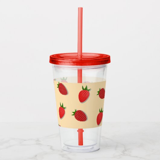 Strawberry pattern for fruit summertime good vibes acryltrinkbecher (Vorderseite)