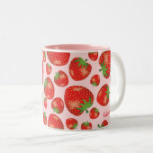 Strawberry Pattern Illustration & Individuelle Nam Zweifarbige Tasse (VorderseiteRechts)