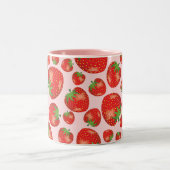 Strawberry Pattern Illustration & Individuelle Nam Zweifarbige Tasse (Mittel)