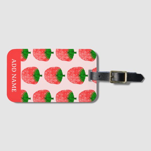 Strawberry Pattern Individuelle Name Gepäckanhänger (Vorderseite (Horizontal))