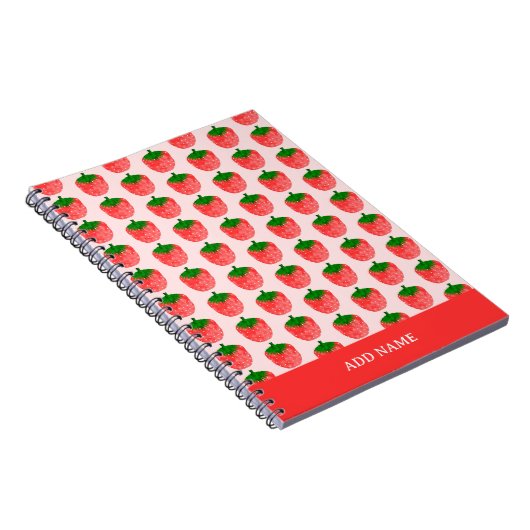 Strawberry Pattern Individuelle Name Notizblock (Rechte Seite)