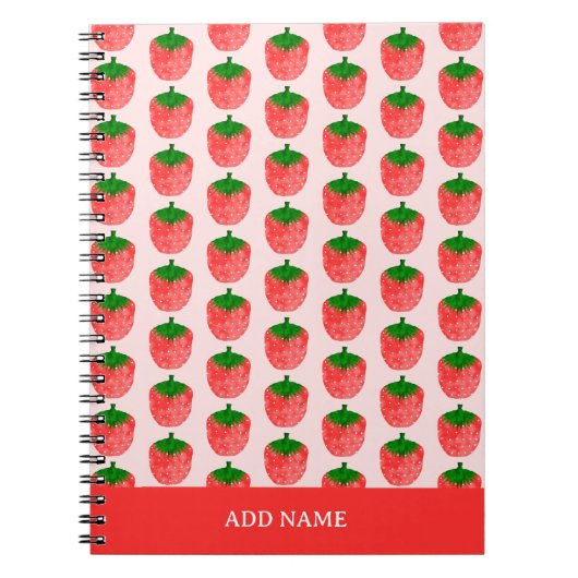 Strawberry Pattern Individuelle Name Notizblock (Vorderseite)