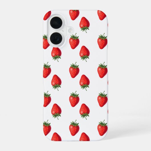 Strawberry Pattern iPhone Case 16 Hülle (Rückseite)
