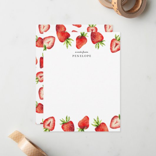 Strawberry Pattern Kids Mitteilungskarte (Vorderseite/Rückseite Beispiel)