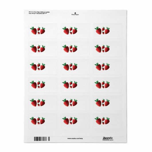 Strawberry Pattern Labels Adressaufkleber (Vorne)