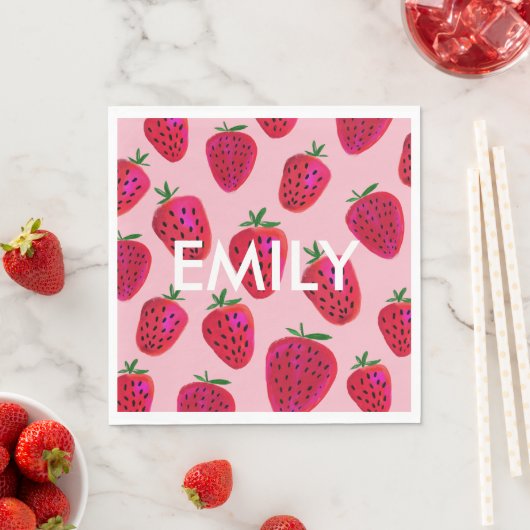 Strawberry Pattern Personalisiert Napkins Serviette (Beispiel)