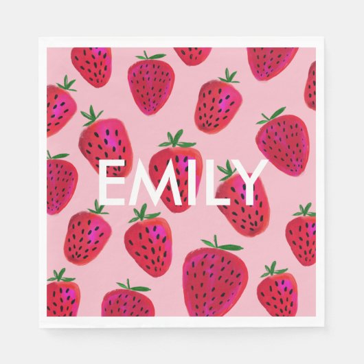 Strawberry Pattern Personalisiert Napkins Serviette (Vorderseite)